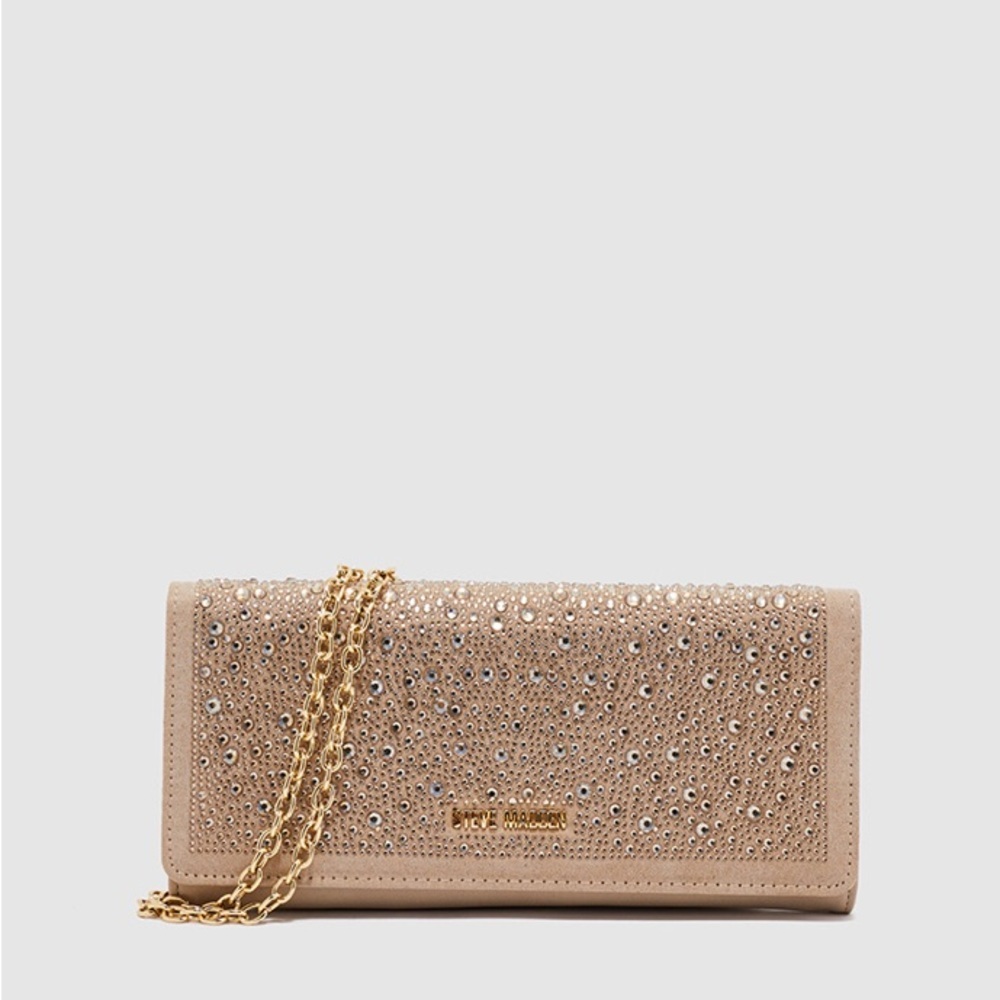 Steve Madden Tan Embellished Clutch